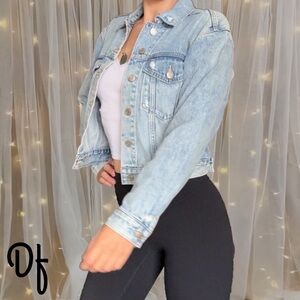 Gap 90s Inspired Light Wash Cropped Denim Jacket - Blue Size XS